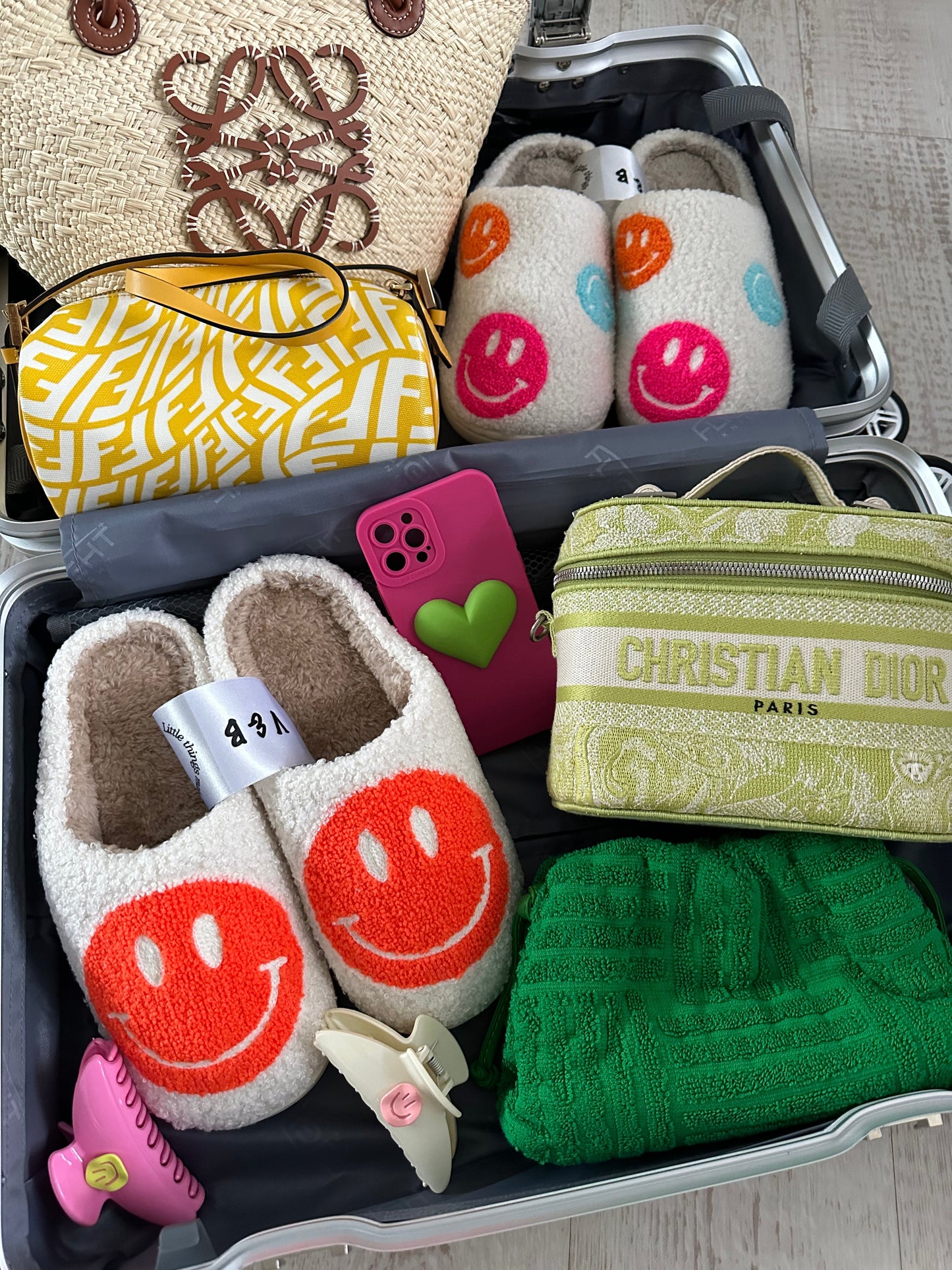 Neon Orange Smiley Slippers