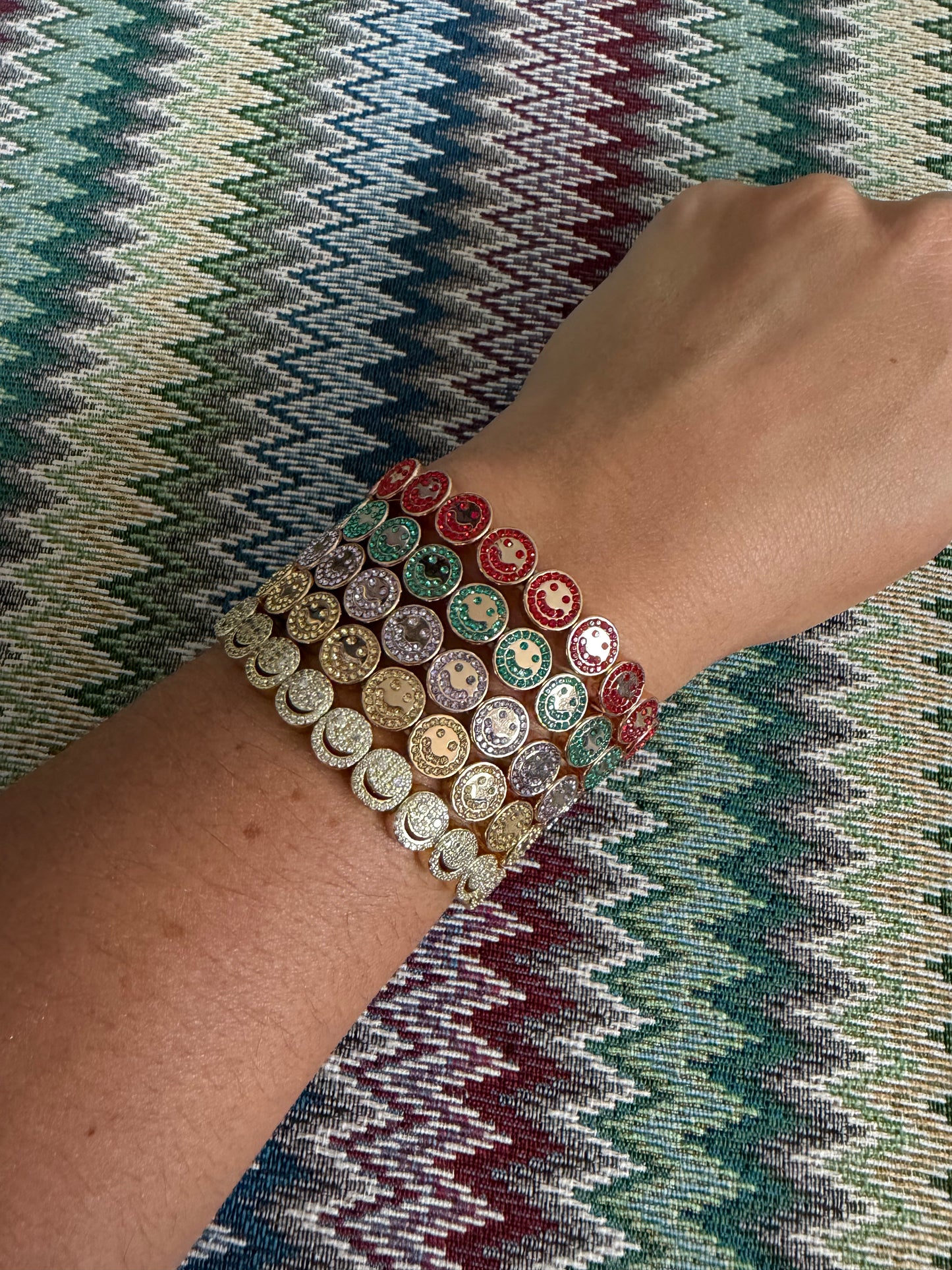 Colourful Crystal Smiley Bangle