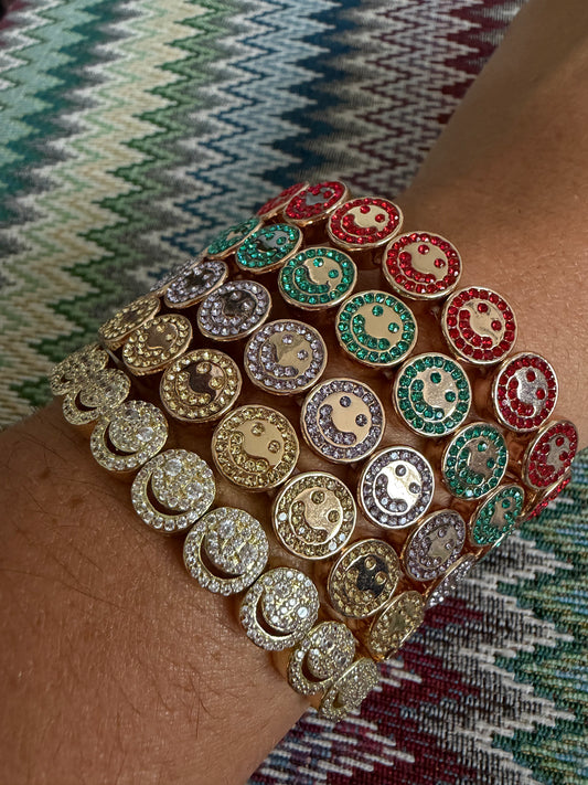 Colourful Crystal Smiley Bangle