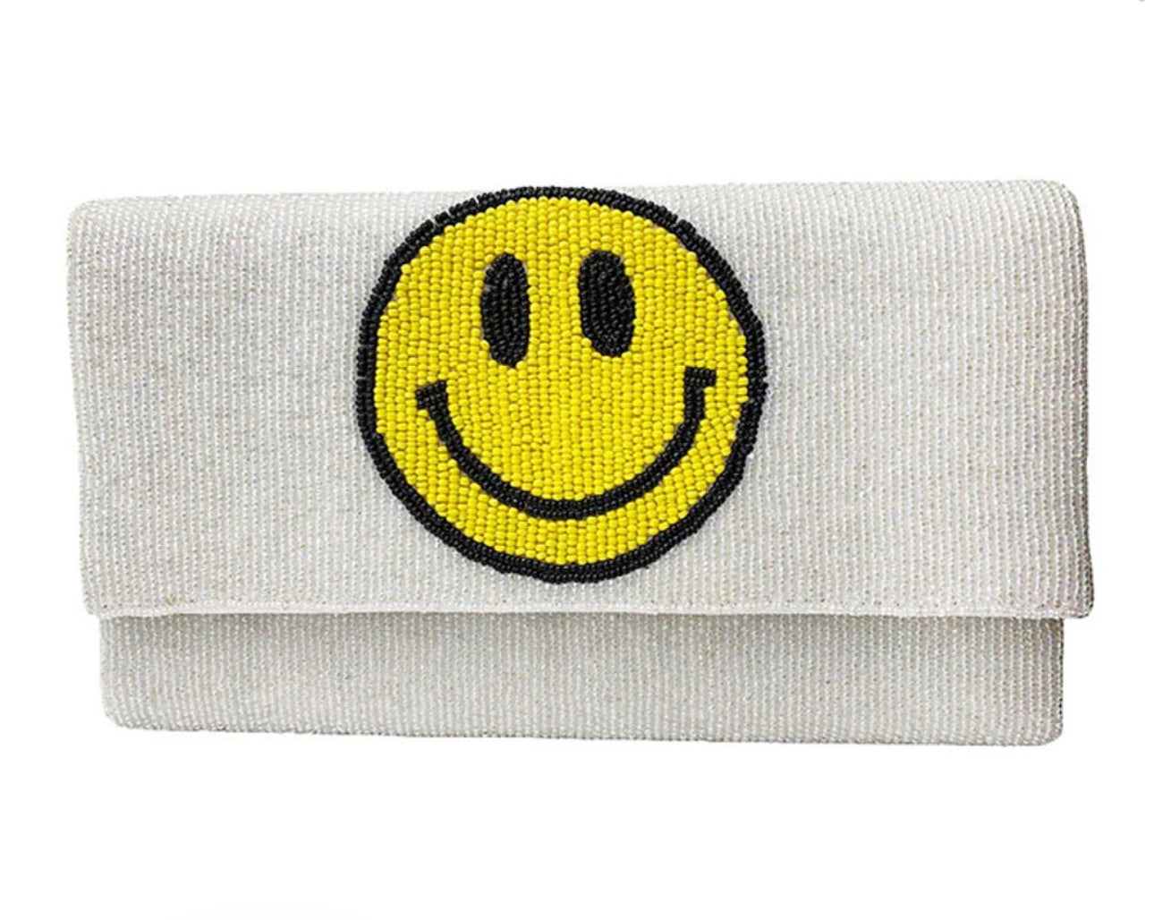 Smiley face beaded clutch