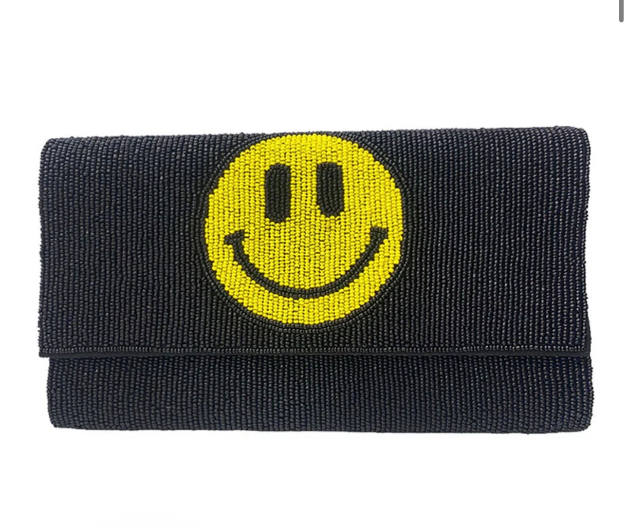 Smiley face beaded clutch