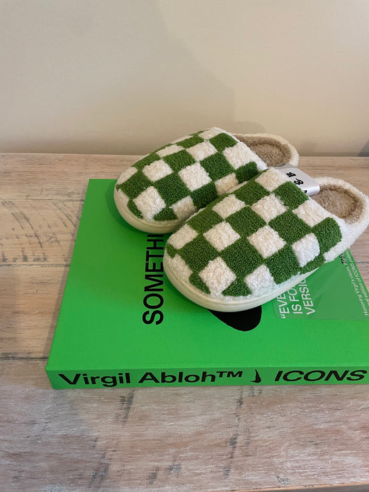 Green Checkered Slippers