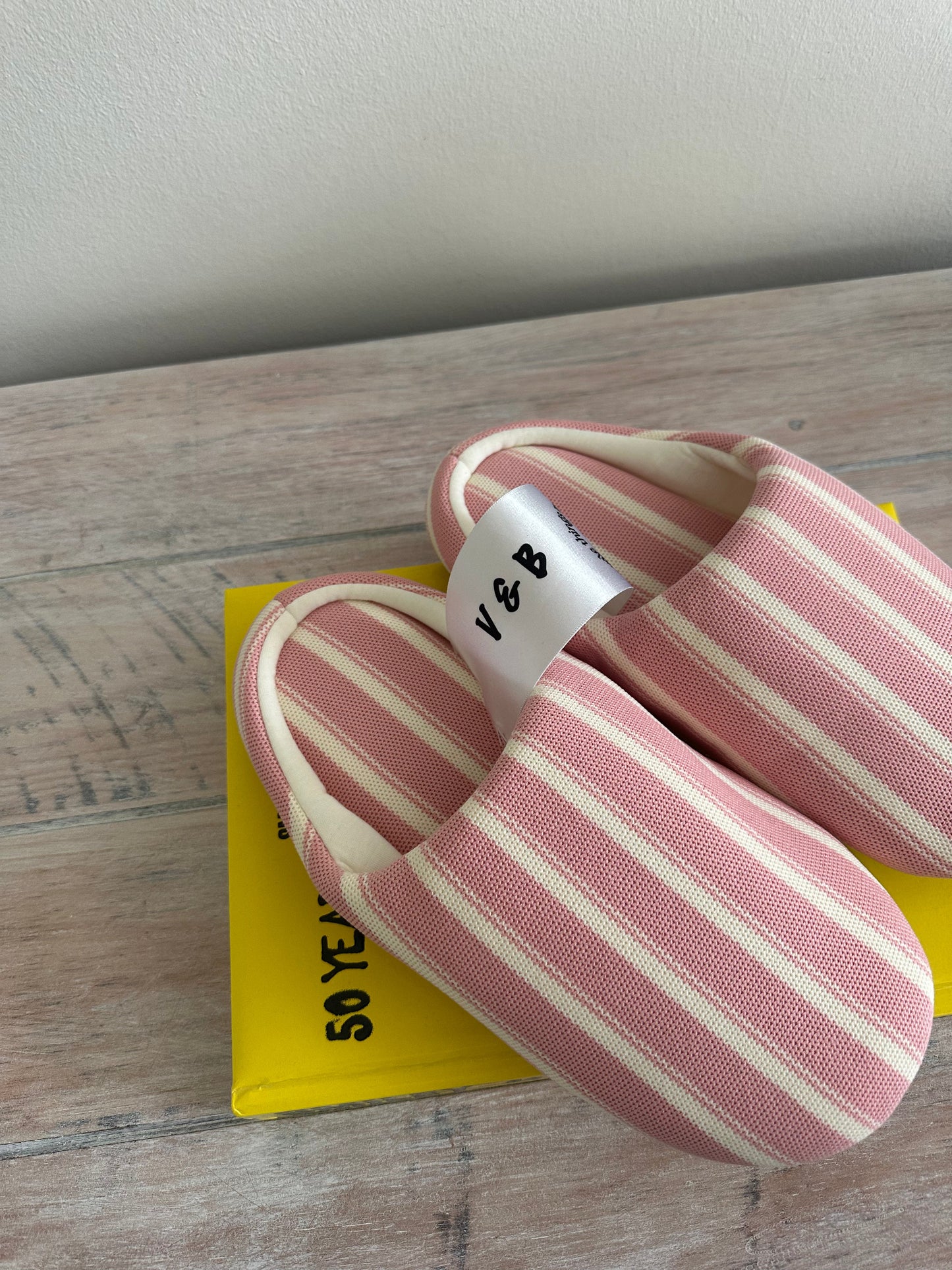 Pink Stripe Slippers