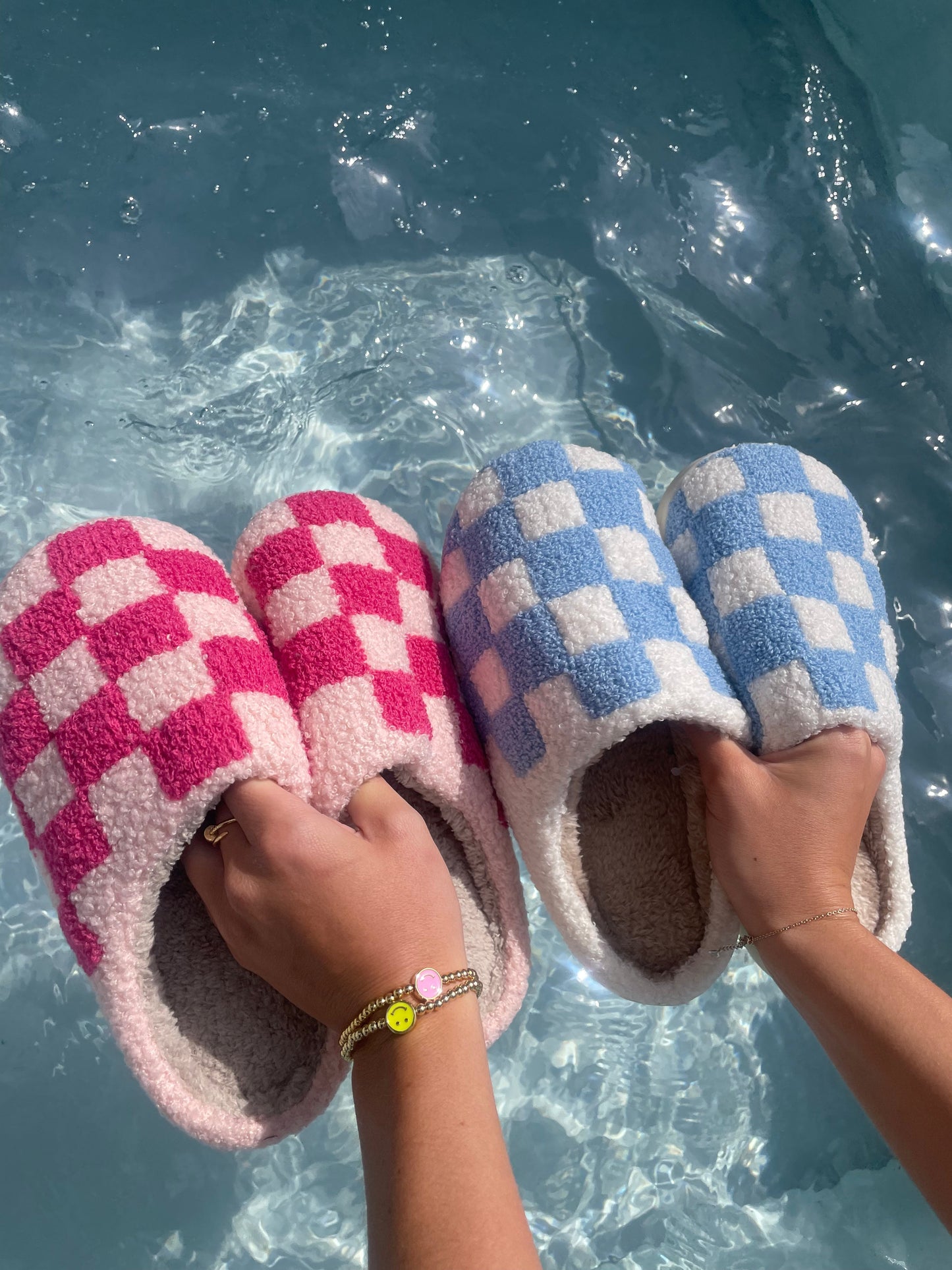 Blue Checkered Slippers