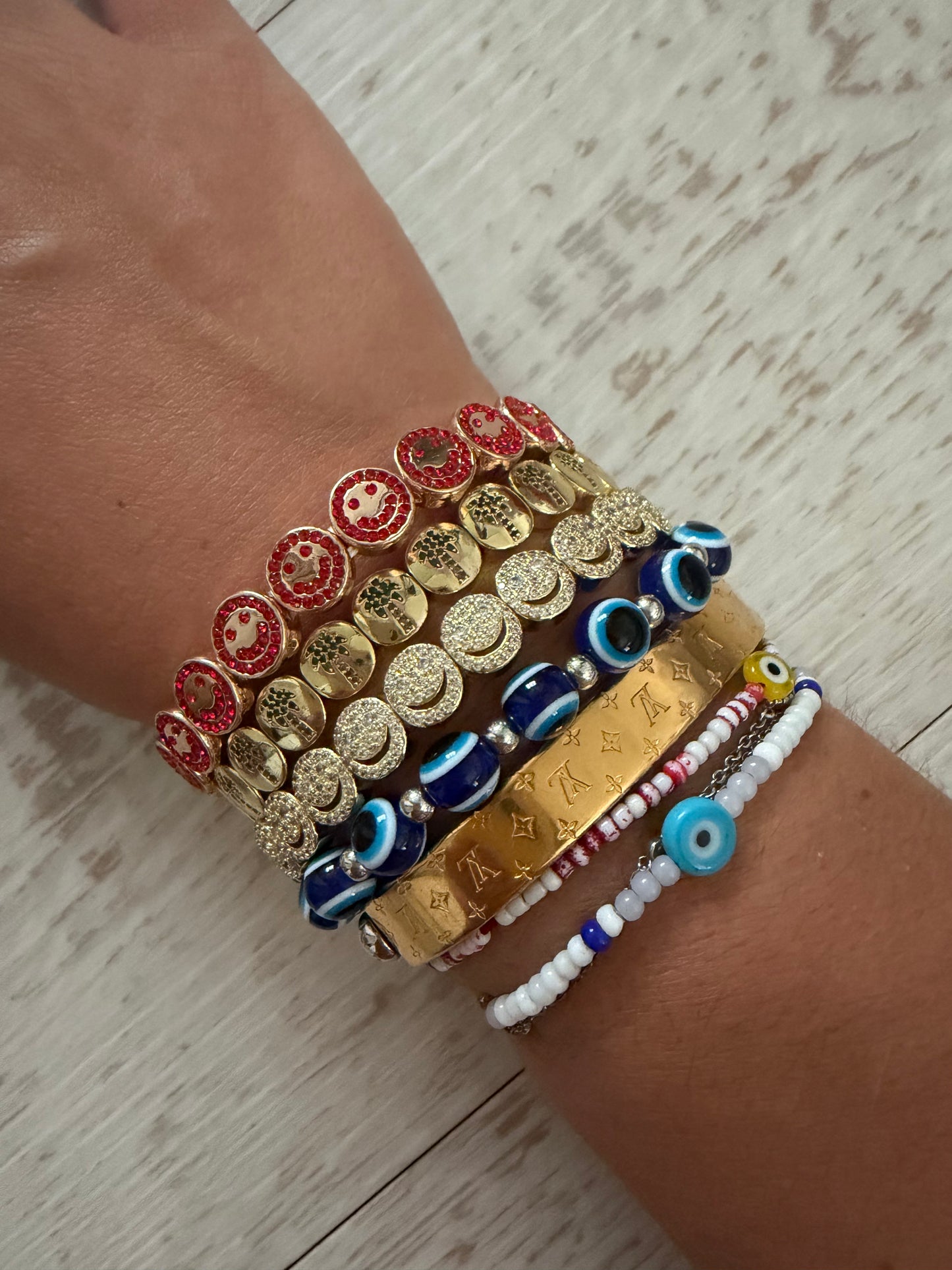 Red Crystal Smiley Bangle
