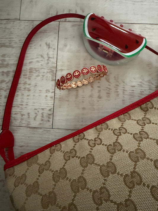 Red Crystal Smiley Bangle