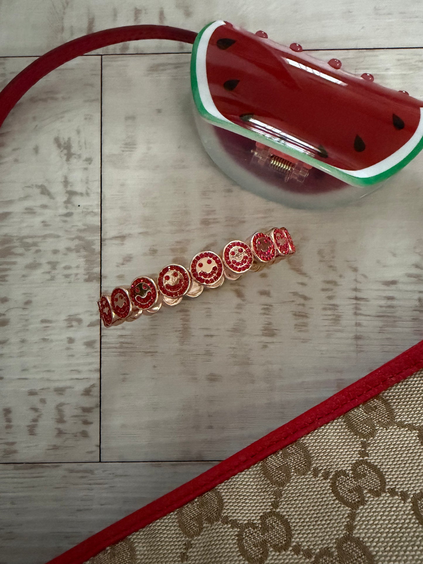 Red Crystal Smiley Bangle